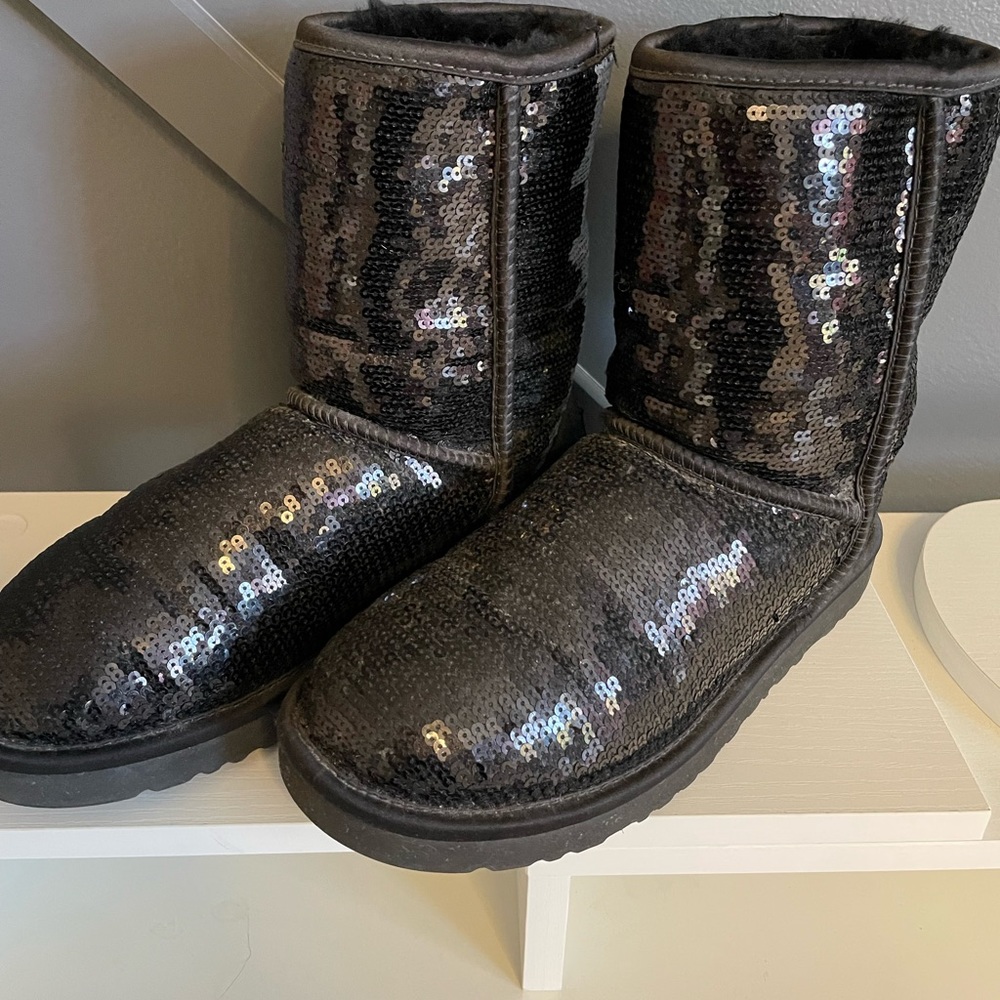 UGG Classic Short Sequined Black Boots